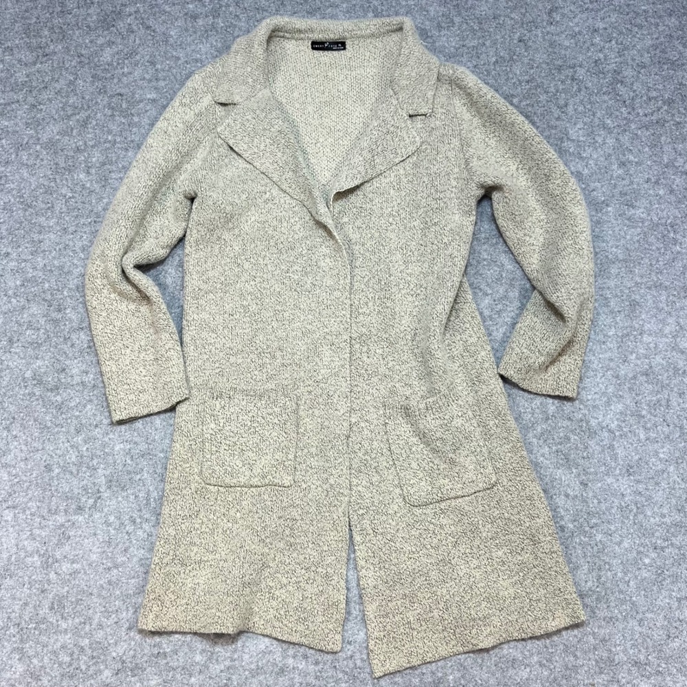 EMERY ROSE‎ Beige Knit Soft Cardigan Sweater Long Open Front Pockets Women XL
